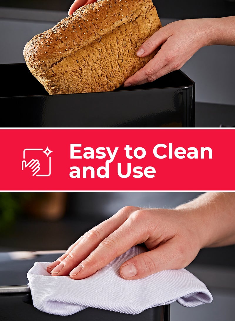 GEEPAS 13 L Bread Bin Retro-Style | Carbon Steel Bread Box with Air-Circulation Freshness System | Easy-Clean Smooth Finish, Portable Countertop Storage for Bread | Pastries & Snacks  GCS63081UK-BK Black - Image 5
